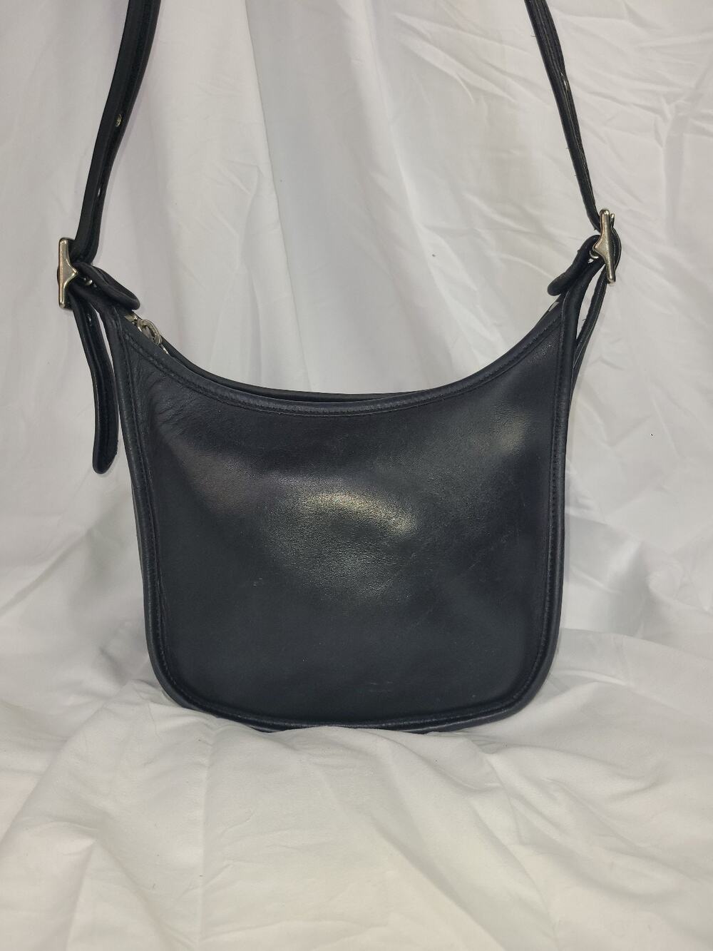 Vintage Coach Janice Black Leather Crossbody Zip-Top USA Made E4P-9950